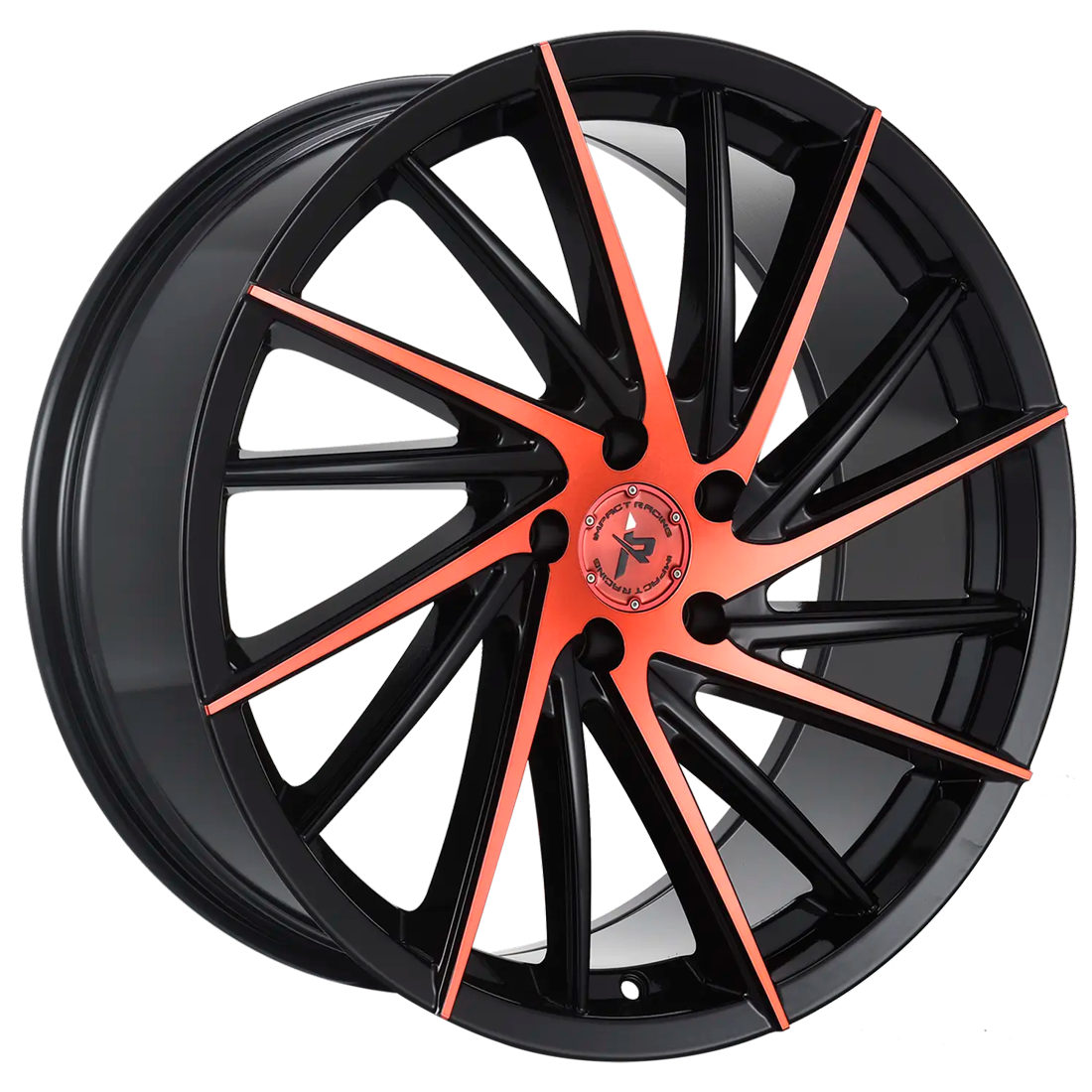Impact Racing Wheels 608 Gloss Black Candy Red Machined 20x8.5 35mm Offset 5x112
