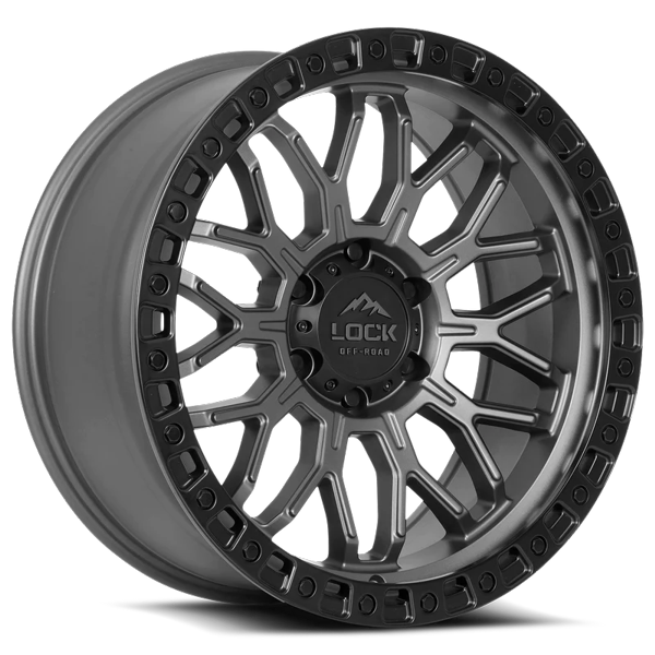 Lock Offroad Wheels Combat Matte Grey with Matte Black Ring 20x9 0mm Offset 6x135