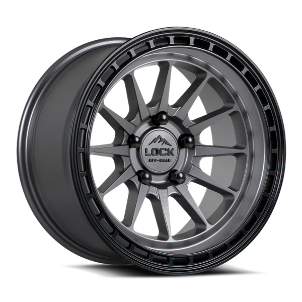 Lock Offroad Wheels Baja Matte Grey with Matte Black Ring 17x8 40mm Offset 5x114.3 (5x4.5)