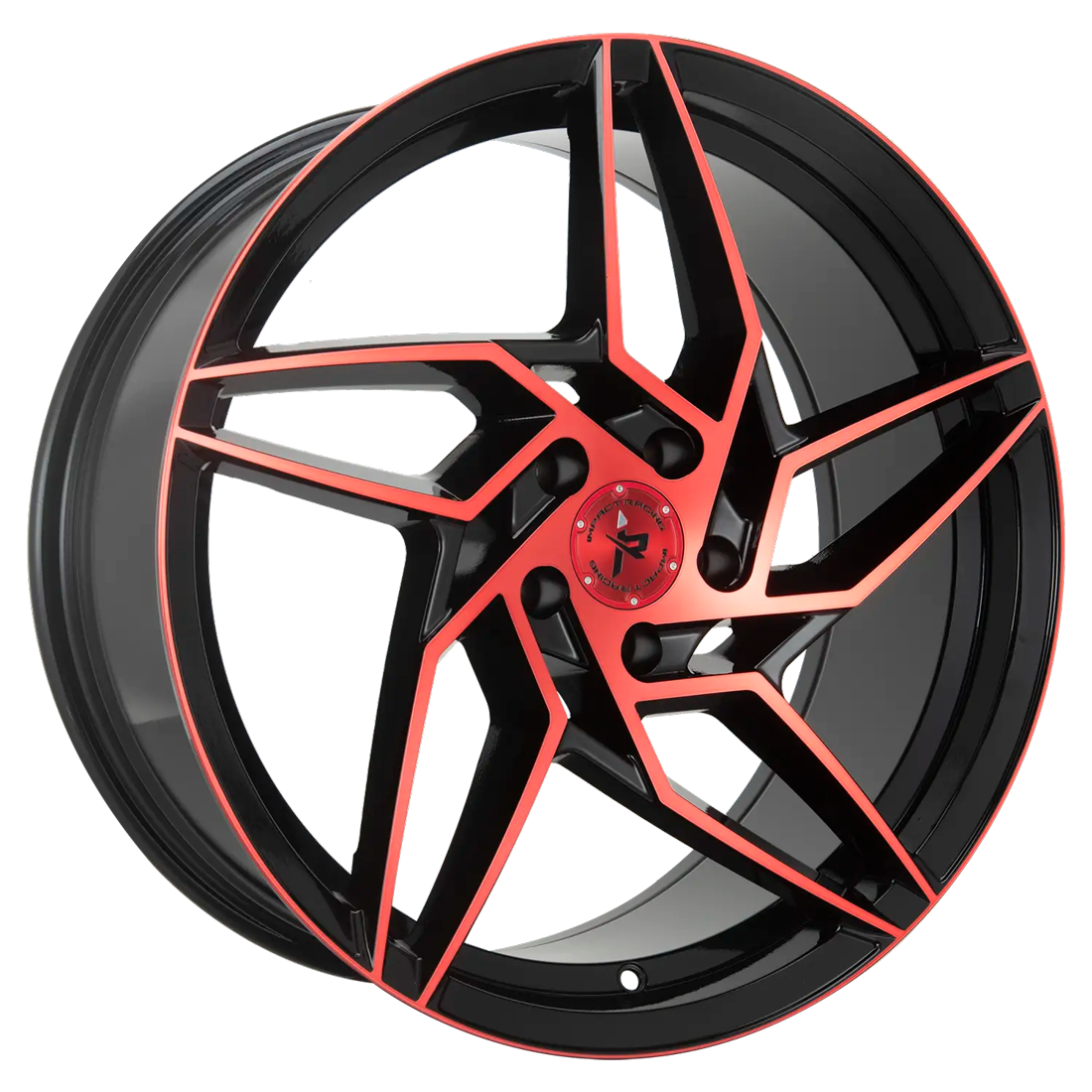 Impact Racing Wheels 605 Gloss Black Candy Red Machined 20x8.5 35mm Offset 5x114.3 (5x4.5)