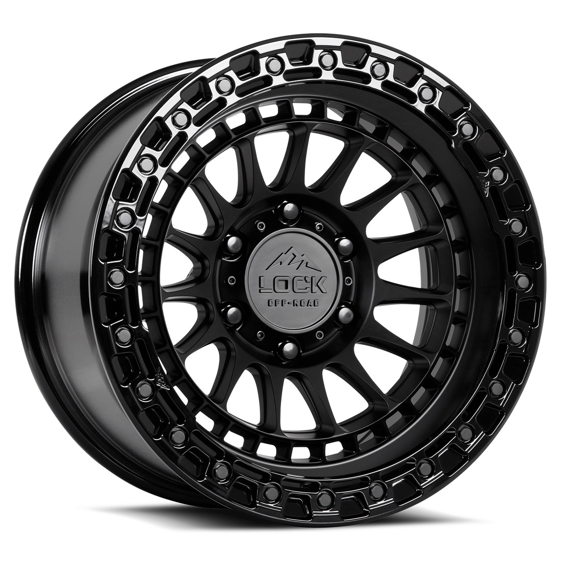 Lock Offroad Wheels Mojave Matte Black with Gloss Black Ring 17x9 0mm Offset 6x135