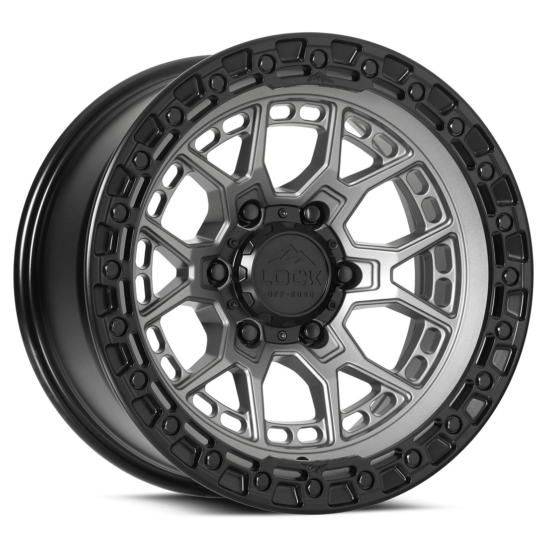 Lock Offroad Wheels Commando Matte Grey with Matte Black Ring 17x9 0mm Offset 6x135