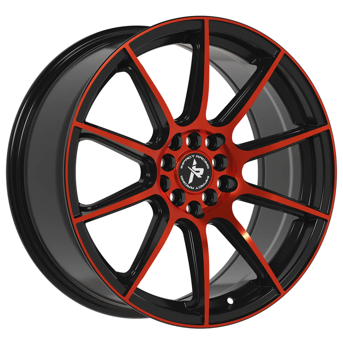 Impact Racing Wheels 502 Gloss Black Candy Red Machined 18x8 38mm Offset 5x100,5x114.3 (5x4.5)