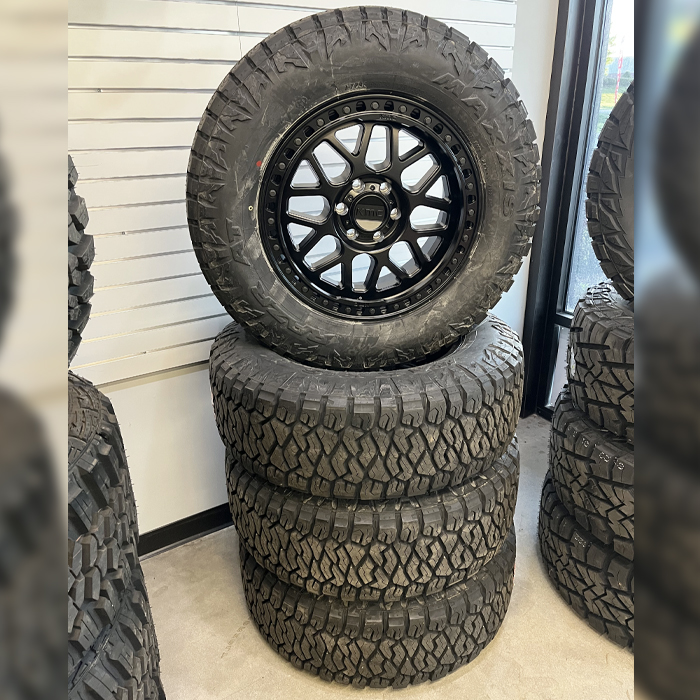 KMC KM549 GRS Satin Black 20x9 6x139.7 18mm Maxxis Razr AT 295/65R20 Wheel and Tire Package