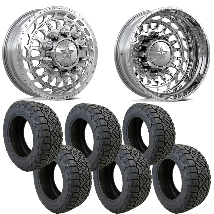 22x8.25 22 inch American Force Dually Wheel and Tire Package PLEX 35" Nitto Recon Grapplers