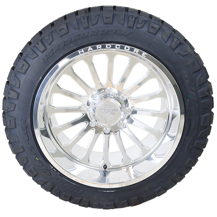 22x12 Hardcore Forged HF Polished 33x12.50R22 Nitto Tires Ridge Grappler