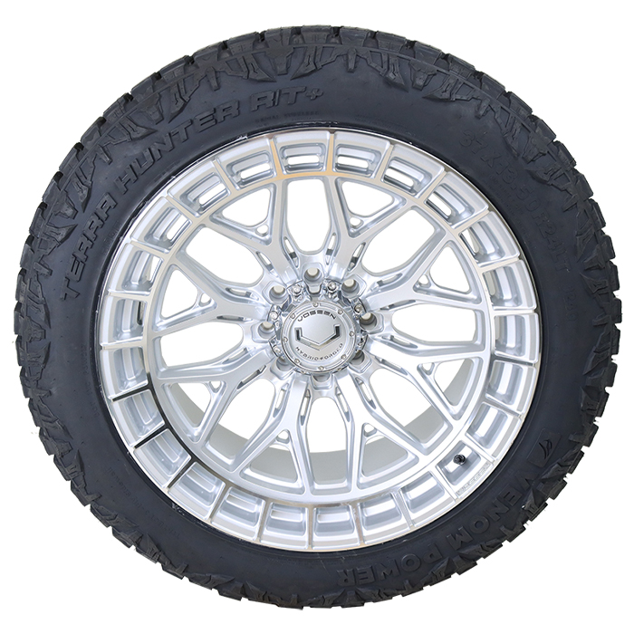 24x12 Vossen Wheels HFX-1 Gray-Silver 35x12.50R24 Venom Power Tires Terra Hunter R/T Plus Wheel and Tire Package