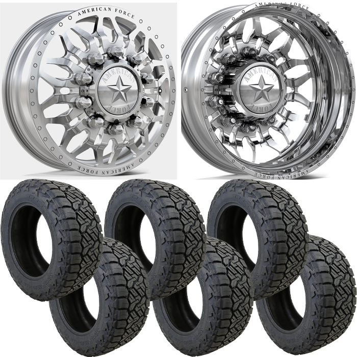 24 inch American Force SHRAPNEL Dually Wheel and Tire Package 35" Nitto Recon Grapplers
