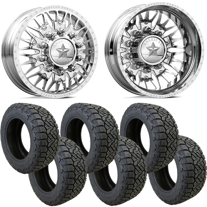 24 inch American Force PLAGUE Dually Wheel and Tire Package 35" Nitto Recon Grapplers