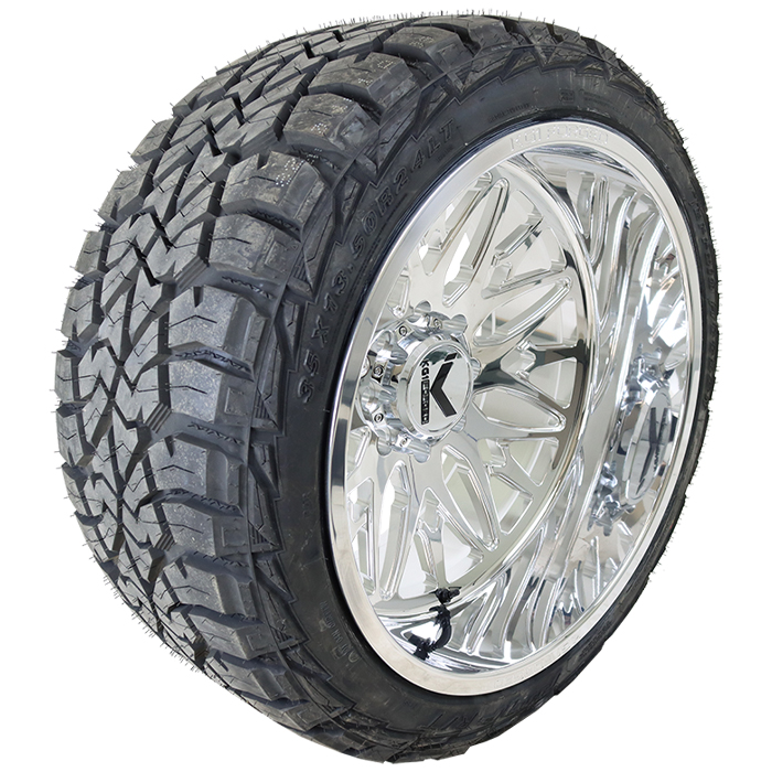 24x14 KG1 Forged KC014 Polished 35x13.50R24 AMP Tires Terrain Attack R/T