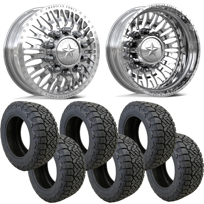 24 inch American Force BUSINESS Dually Wheel and Tire Package 35" Nitto Recon Grapplers