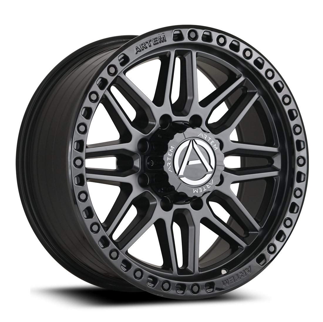 Artem Offroad Wheels AB-1 Grimlock Beadlock Satin Black with Gloss Black Ring 20x10 -19mm Offset 8x170
