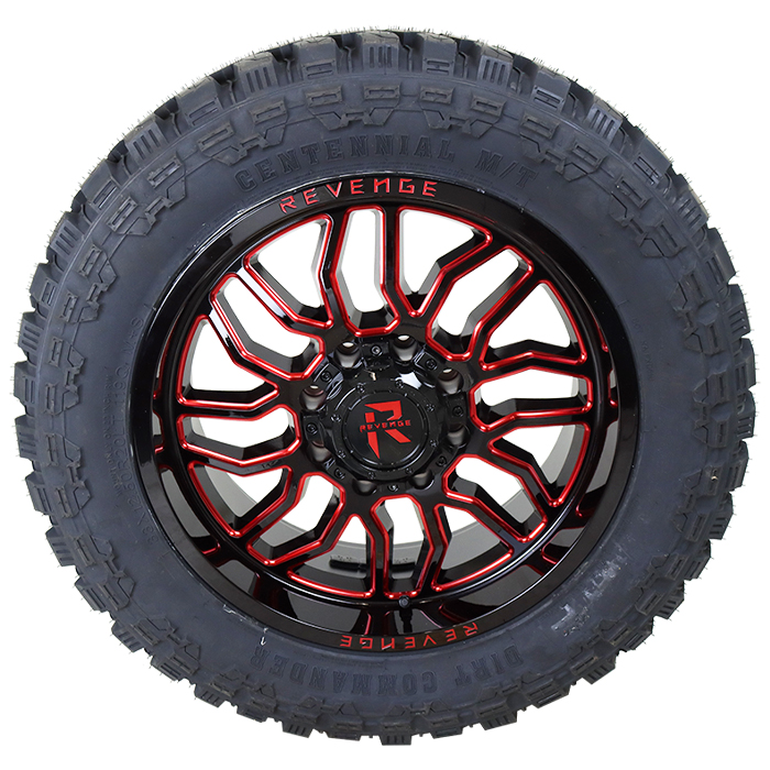 Revenge Offroad RV-205 Gloss Black Milled Red Centennial Dirt Commander M/T
