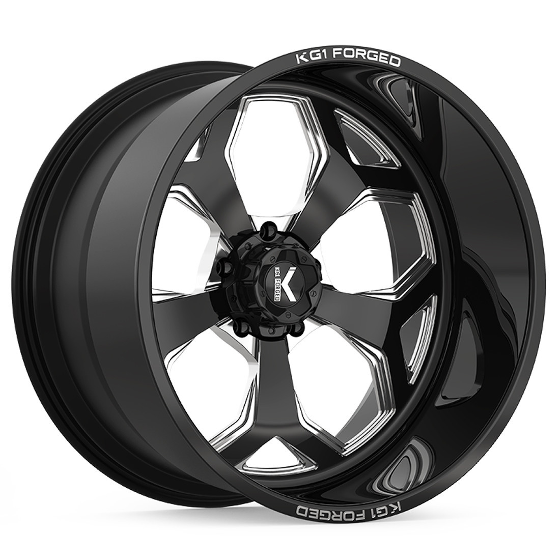 KG1 Forged Wheels Knox KF008 Gloss Black Milled 22x14 -76mm Offset 8x165.1 (8x6.5)