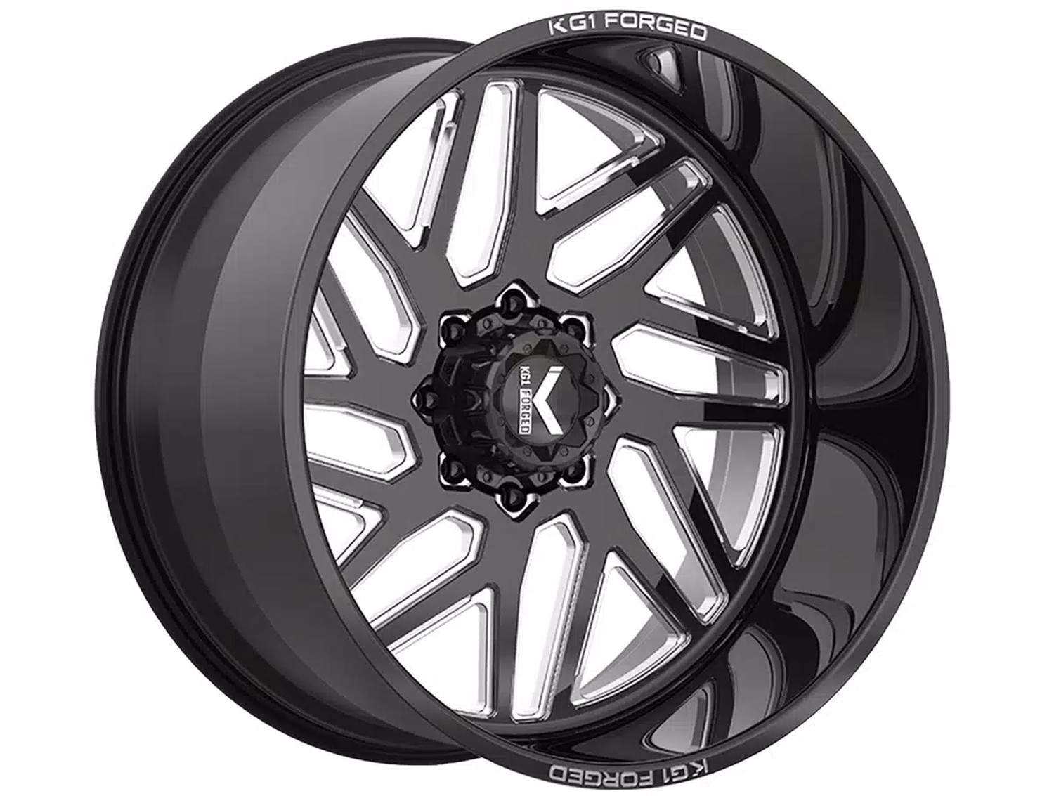 KG1 Forged Wheels Yaz KF009 Gloss Black Milled 22x14 -76mm Offset 8x180