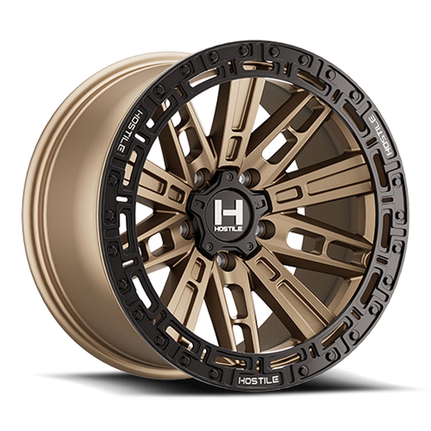 Hostile Wheels Mojave H129 Bronze 17x9 -12mm Offset 5x127 (5x5) 2007-2026 Jeep Wrangler / Gladiator