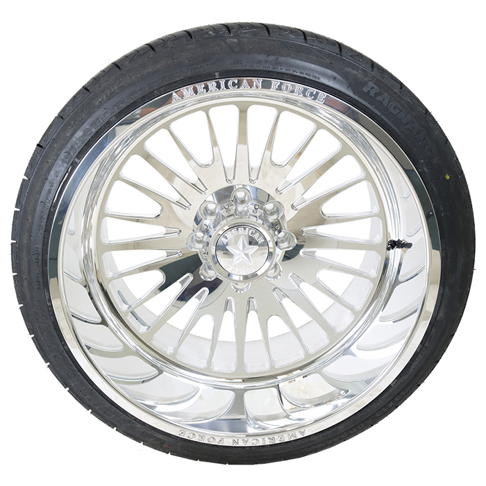 American Force Forged Wheels Nexus CKH37 Polished 24x14 -90mm Offset 8x165.1 (8x6.5) Venom Power Tires Ragnarok GTS 33x13.50R24 F Wheel And Tire Package