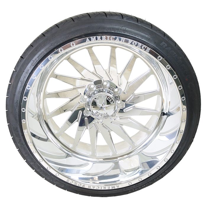 American Force Forged Wheels Morph CKH01 Polished 24x14 -90mm Offset 8x165.1 (8x6.5) Venom Power Tires Ragnarok GTS 33x13.50R24 F Wheel And Tire Package