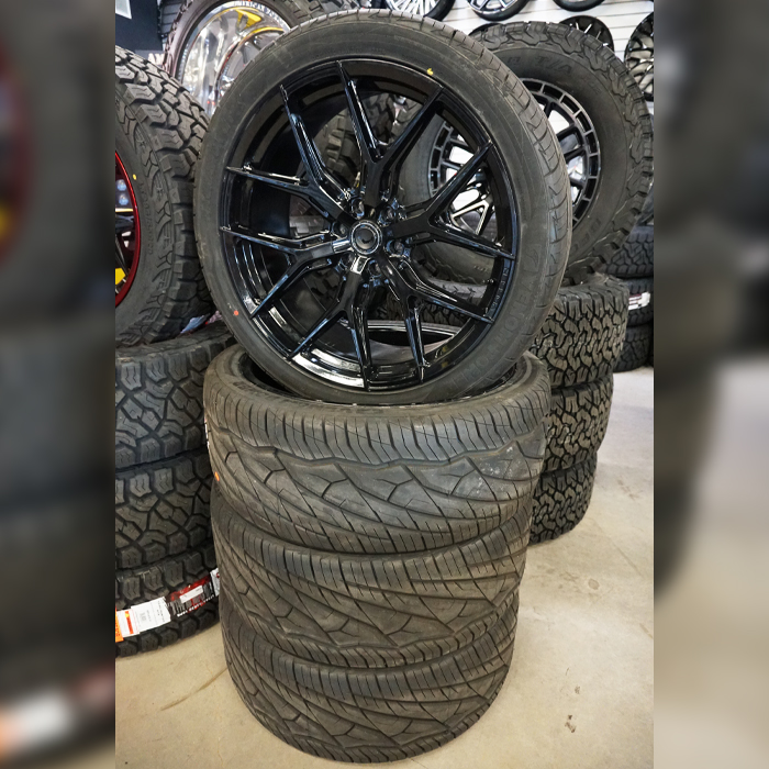 Vossen Wheels HF6-4 Satin Black 24x10 25mm Offset 6x135 Venom Power Tires Ragnarok GTS 305/35R24 XL Wheel And Tire Package