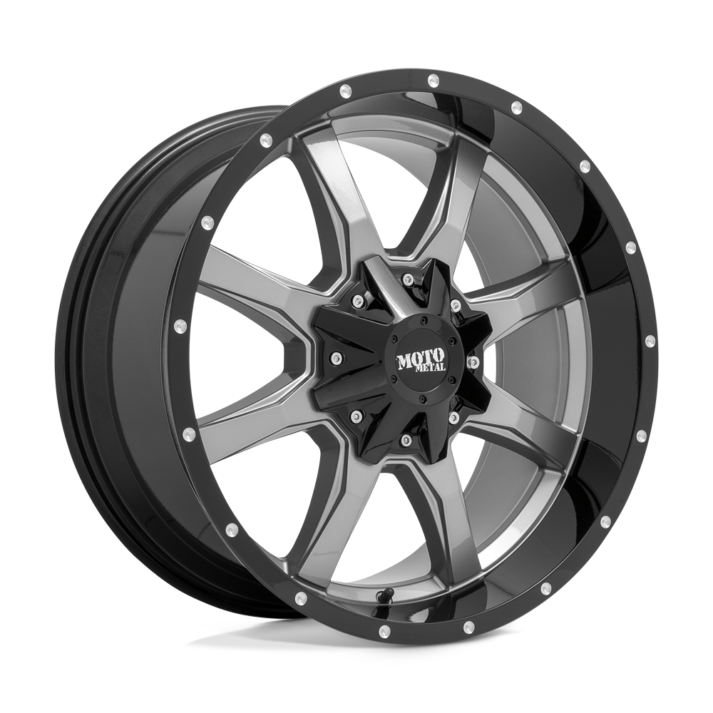 Moto Metal Wheels MO970 Gloss Gray Gloss Black Lip 20x10 -24mm Offset 6x135,6x139.7 (6x5.5)