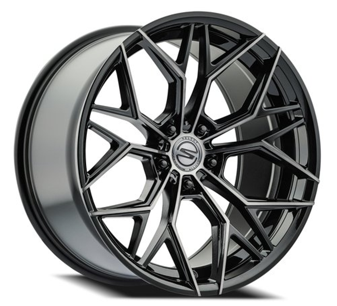 Select Precision Alloys Wheels Syndicate S105 Gloss Black Machined DDT Face And Lip 20x10.5 38mm Offset 5x114.3 (5x4.5)