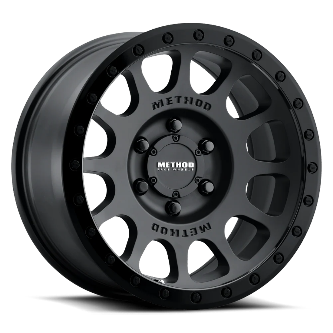 Method Wheels MR305 NV Matte Black Gloss Black Lip 18x9 18mm Offset 8x170