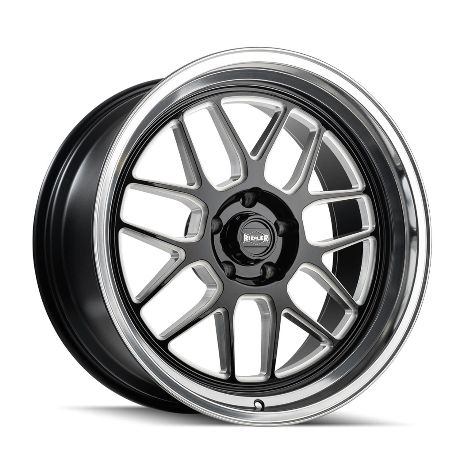 Ridler Wheels 611 Gloss Black/Milled With Diamond Cut Lip 17x7 0mm Offset 5x114.3 (5x4.5)
