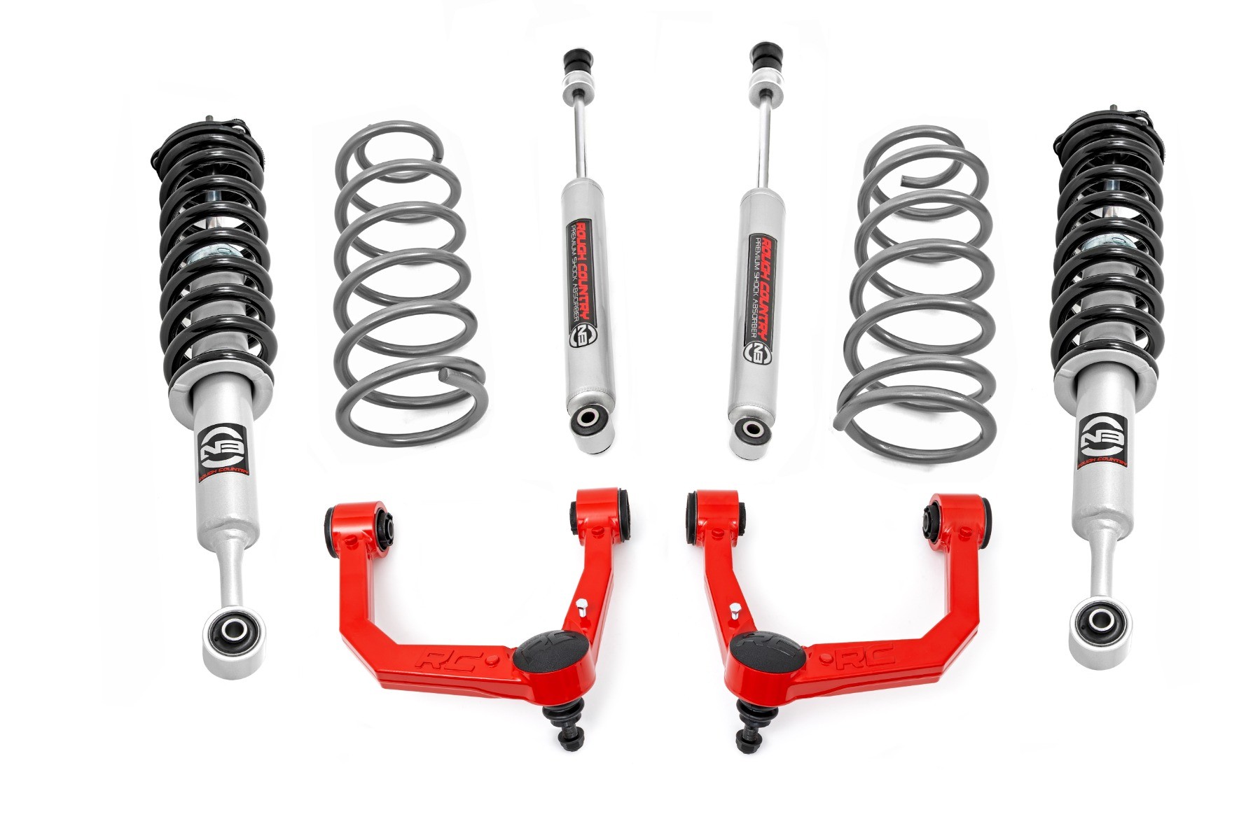Rough Country 3 Inch Lift Kit | Upper Control Arms | RR Coils | N3 Struts | Toyota 4Runner (10-24)