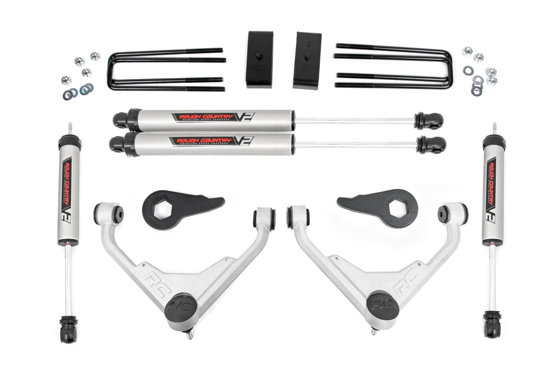 Rough Country 3 Inch Lift Kit | V2 | FK/FF | Chevy/GMC Sierra/Silverado 2500 HD Suburban/Yukon XL 2500 (01-10)