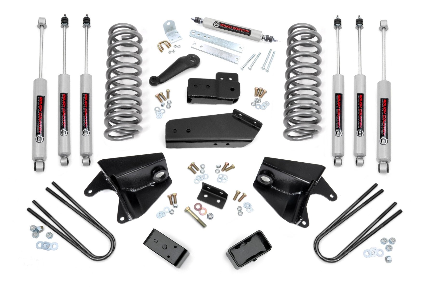 Rough Country 4 Inch Lift Kit | Quad Front Shocks | Rear Blocks | Ford F-150 4WD (80-96)