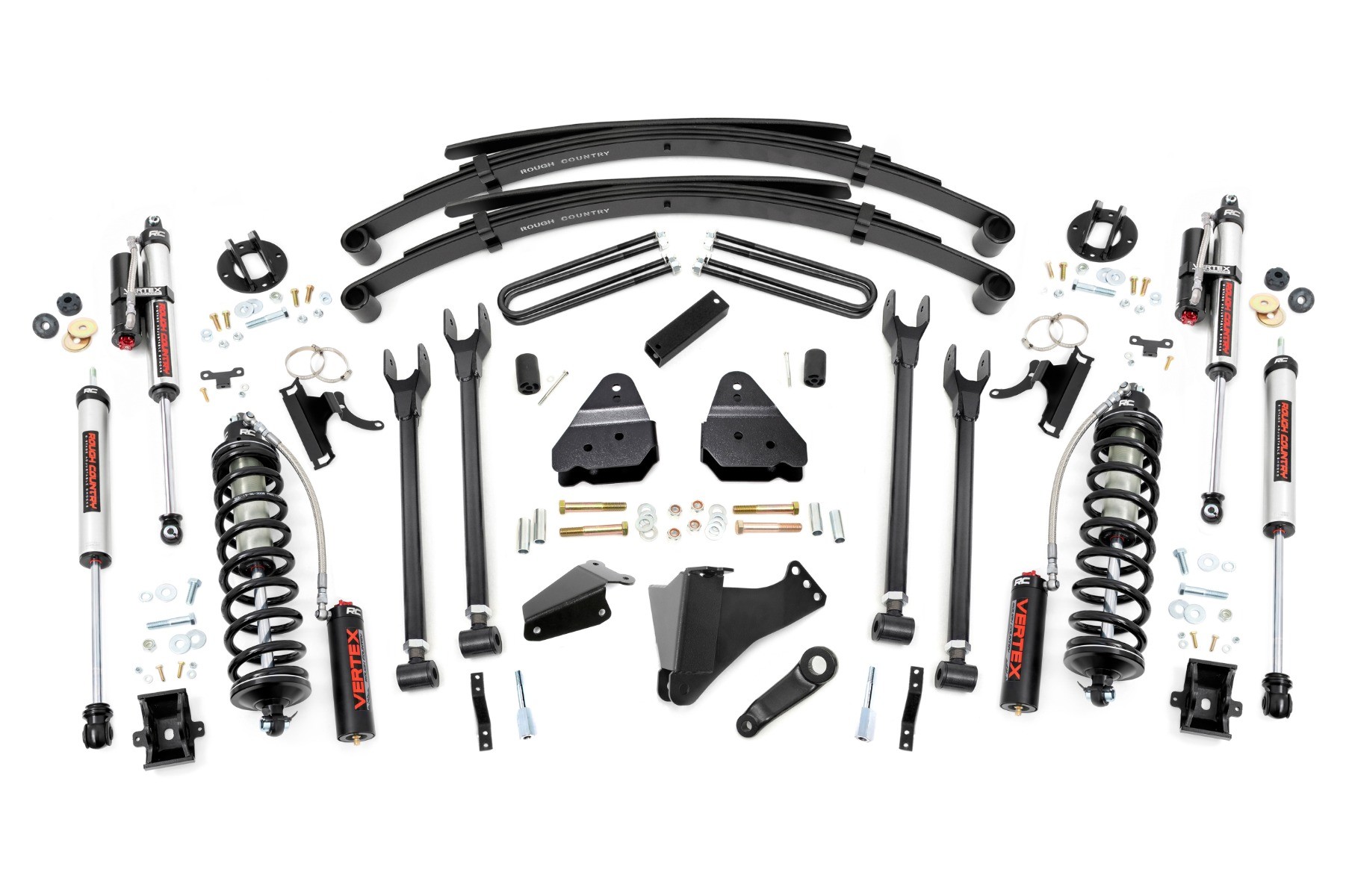 Rough Country 6 Inch Lift Kit Diesel 4 Link RR Spring C/O Vertex Ford F-250/F-350 Super Duty (05-07)