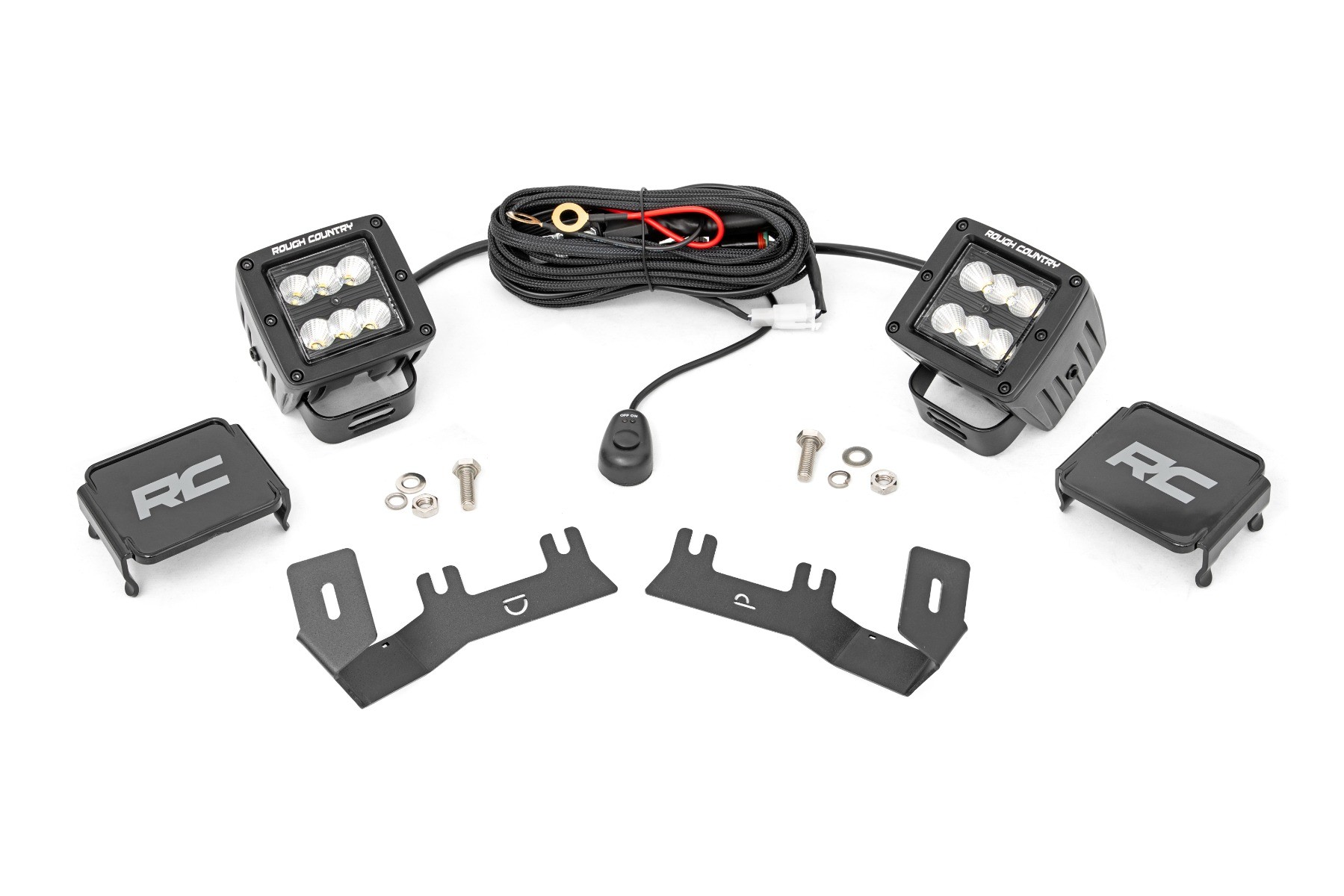Rough Country LED Ditch Light Kit | 2in Black Pair | Flood | Chevy/GMC 1500 (14-18 & Classic)