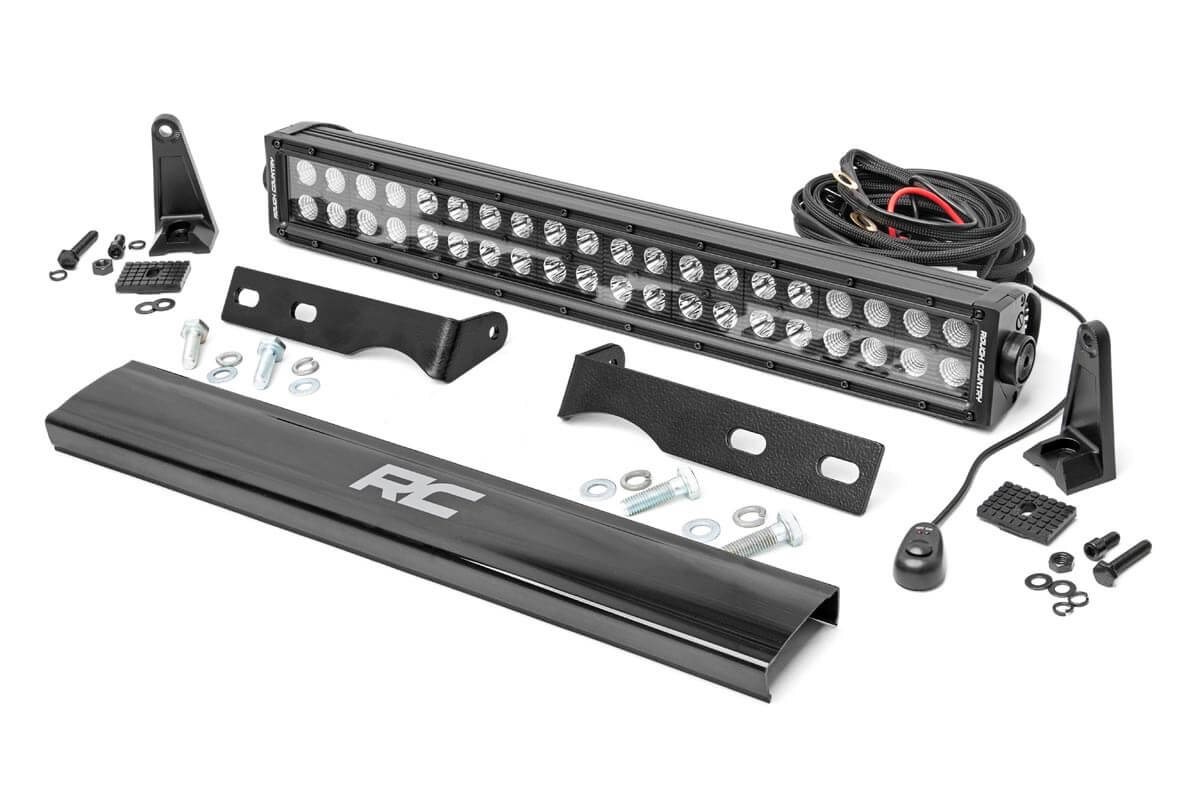 Rough Country LED Light Kit | Bumper Mount | 20" Black Dual Row | Jeep Grand Cherokee WK2 (11-20)