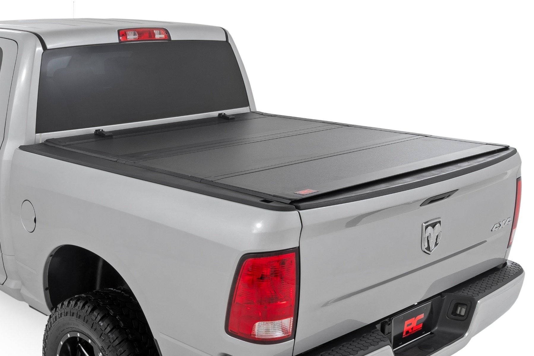 Rough Country Hard Tri-Fold Flip Up Bed Cover | 6'4" Bed | Ram 1500/2500/3500 (10-25 & Classic)