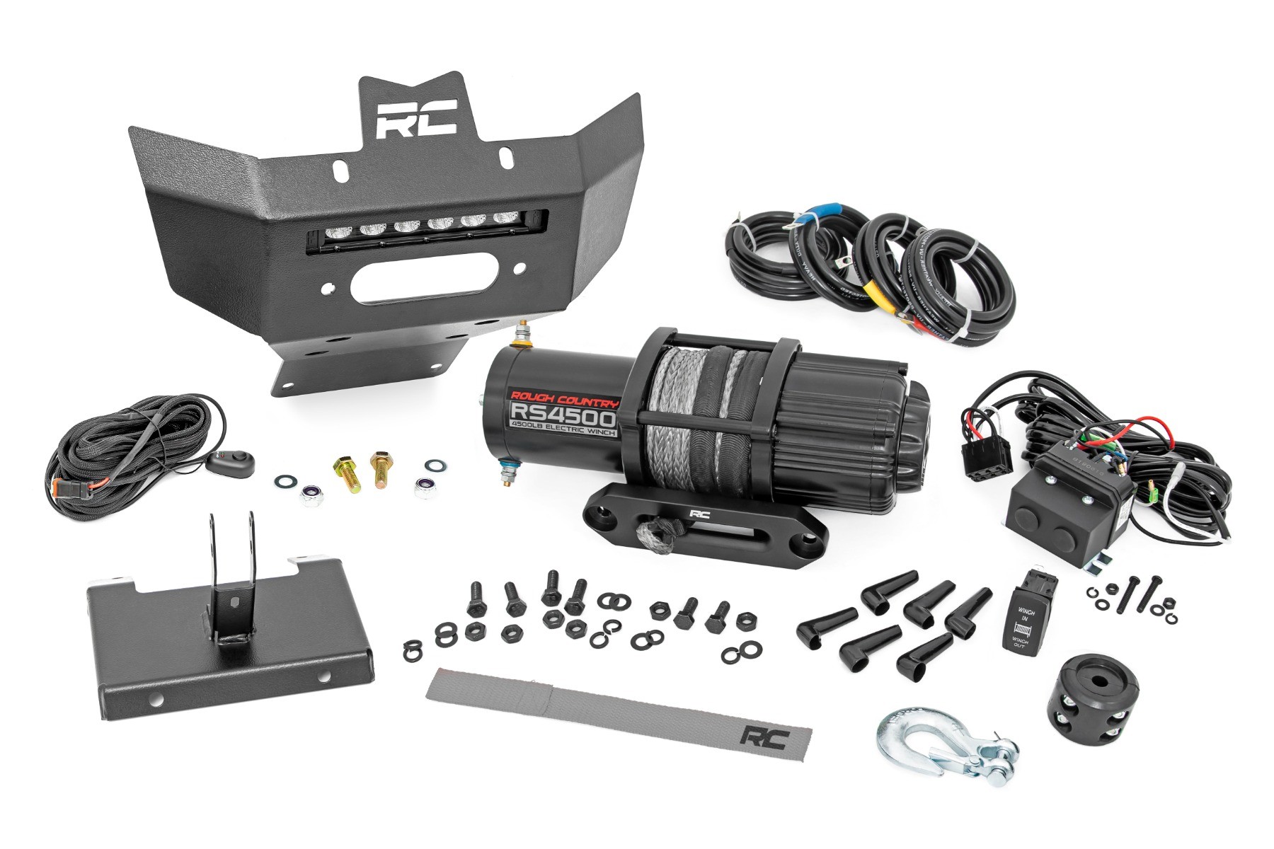Rough Country Winch Bumper | 4500-Lb Winch | Black Series LED | 6" Light | Can-Am Renegade 1000/Renegade 500