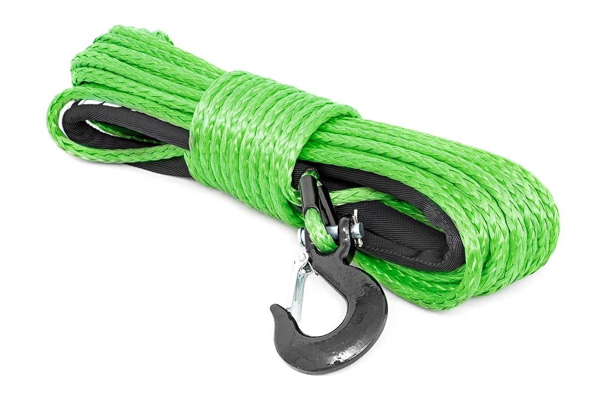 Rough Country Synthetic Rope | 3/8 Inch | 85 Ft | Lime Green