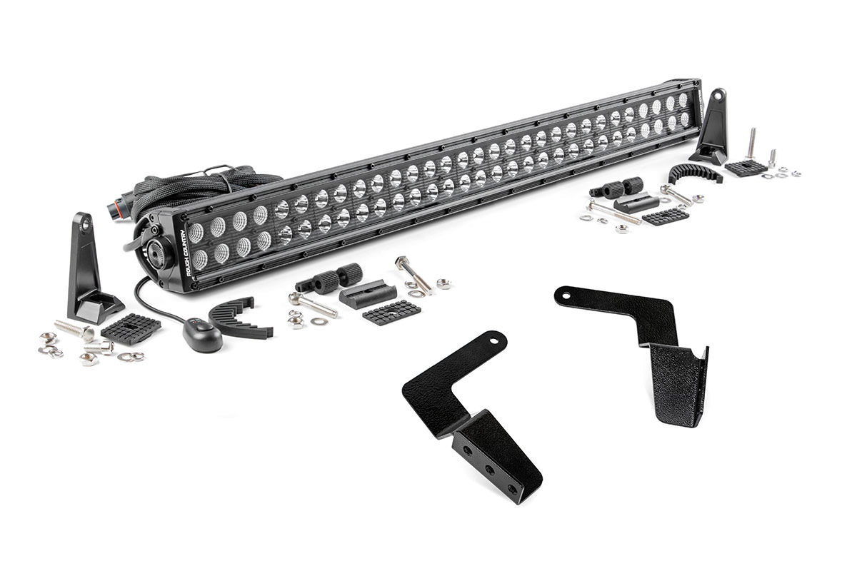 Rough Country LED Light Kit | Bumper Mount | 30" Black Dual Row | Toyota FJ Cruiser (07-14)