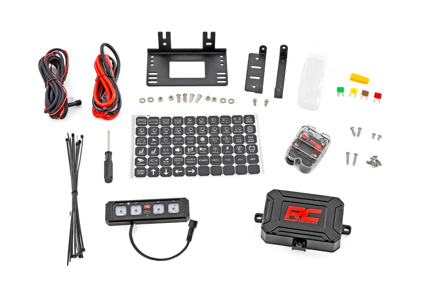 Rough Country 4 Gang Switch Panel | RGB Backlit Buttons | Multifunction Modes