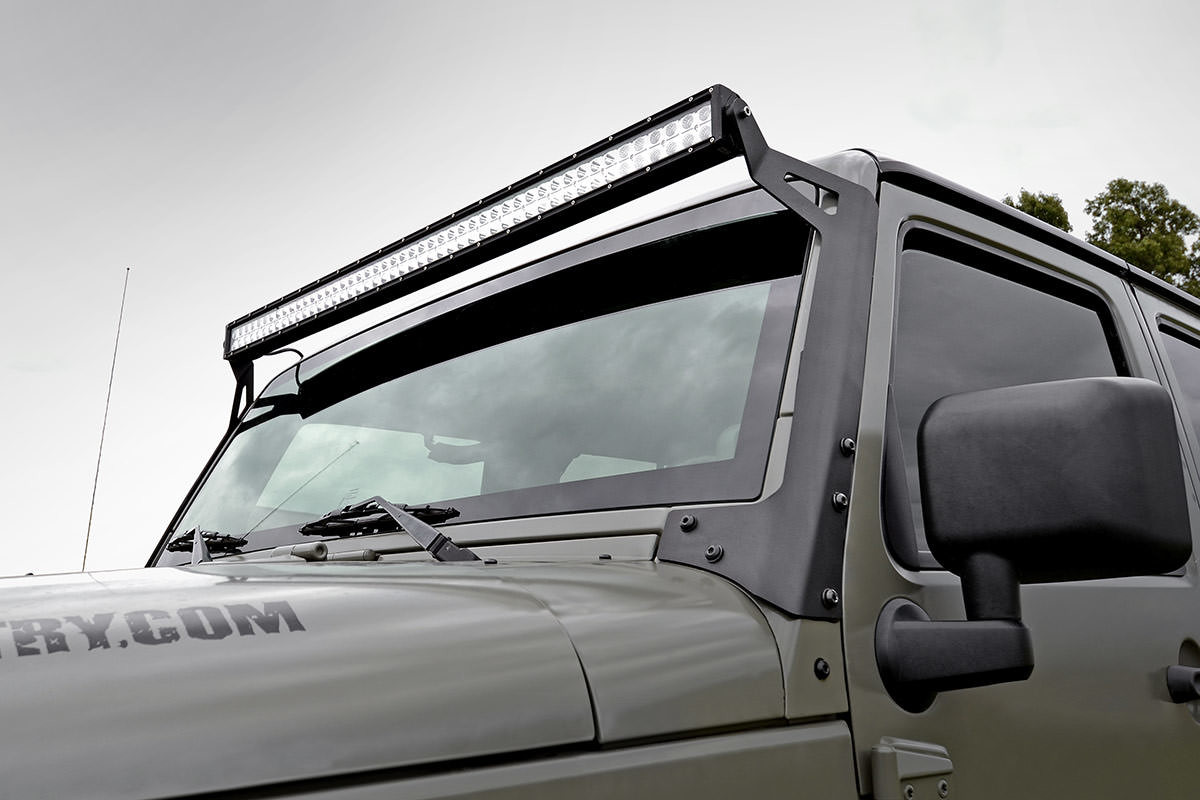 Rough Country LED Light Mounts | Upper Windshield | 50" | Jeep Wrangler JK/Wrangler Unlimited (07-18)