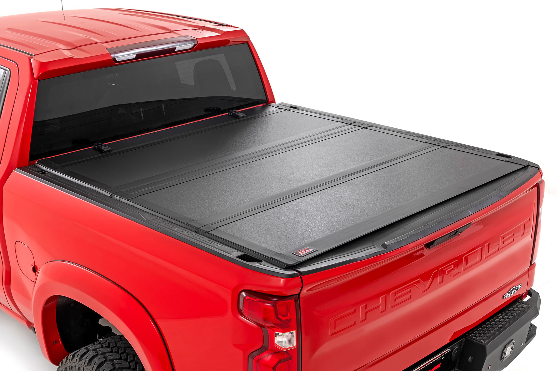 Rough Country Hard Tri-Fold Flip Up Bed Cover | 6'7" Bed | Chevy/GMC Sierra/Silverado 1500 (19-25)