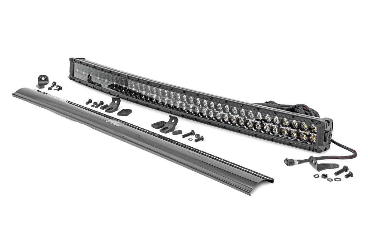 Rough Country 40 Inch Black Series LED Light Bar | Curved | Dual Row | Cool White DRL