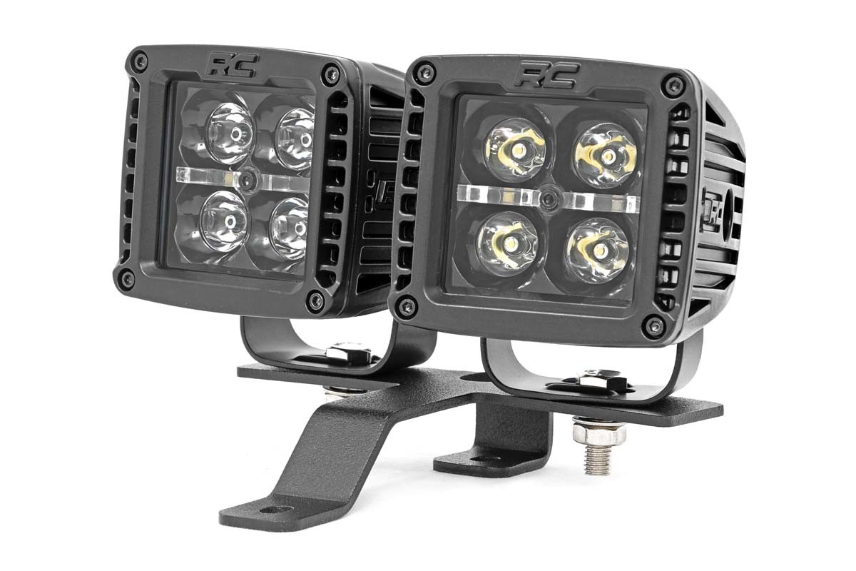 Rough Country LED Light Kit | Quad | Cowl Mount | 2" Black | Amber DRL | Jeep Gladiator JT/Wrangler JL (18-25)