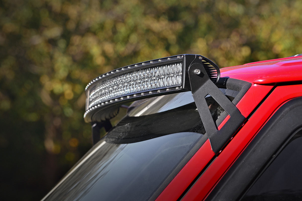 Rough Country LED Light Mount | Upper Windshield | 50" Curved | Jeep Cherokee XJ (84-01)