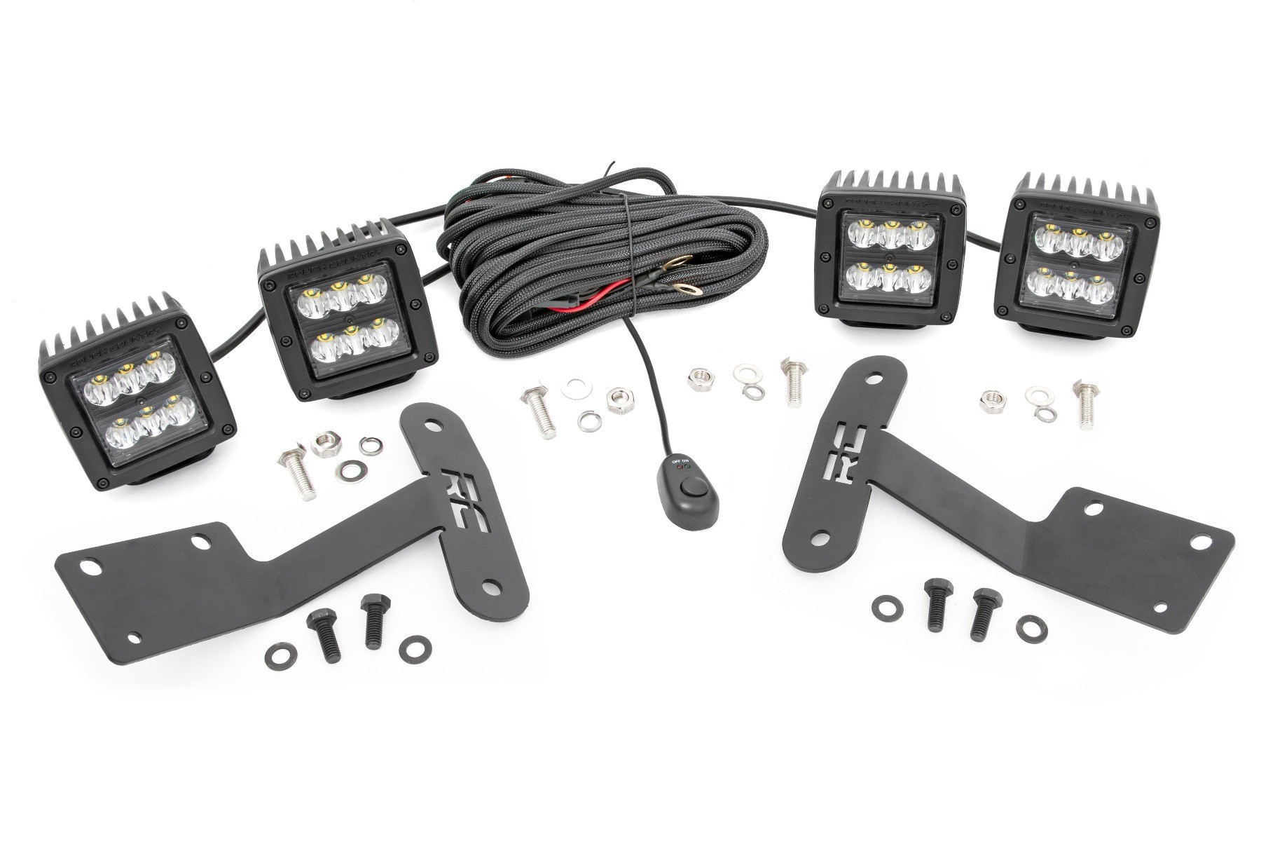 Rough Country LED Light Kit | Ditch Mount | Dual 2" Black Pairs | Spot | Toyota Tundra (14-21)