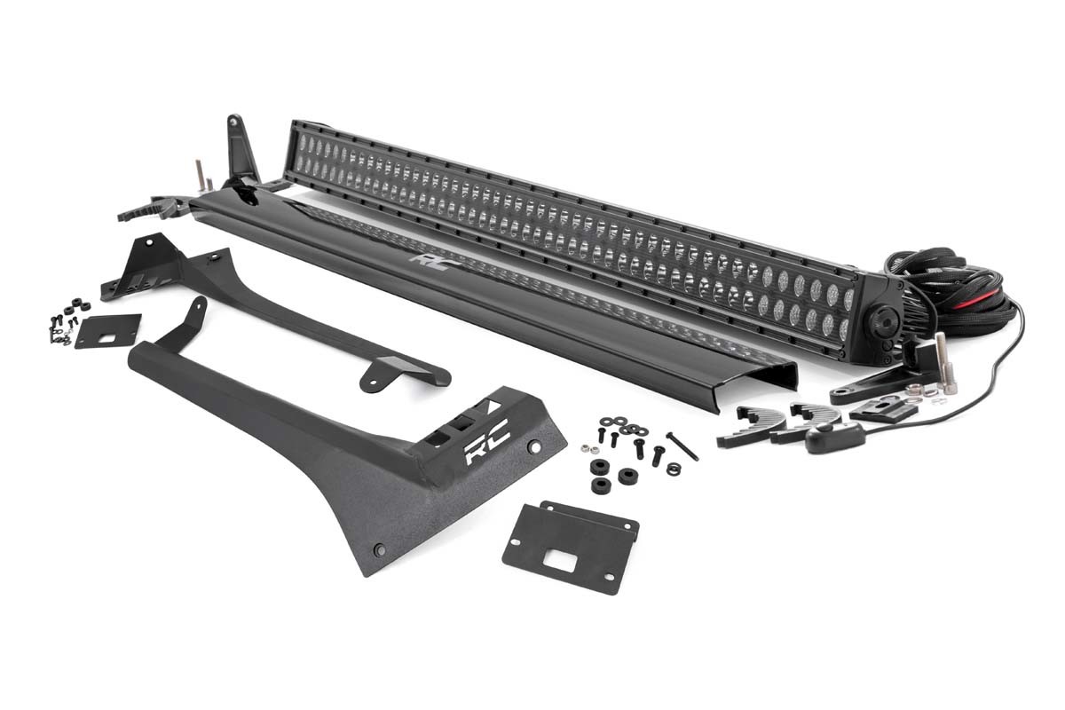 Rough Country LED Light Kit | Windshield Mount | 50" BLK Dual Row | Jeep Gladiator JT/Wrangler JL (18-25)