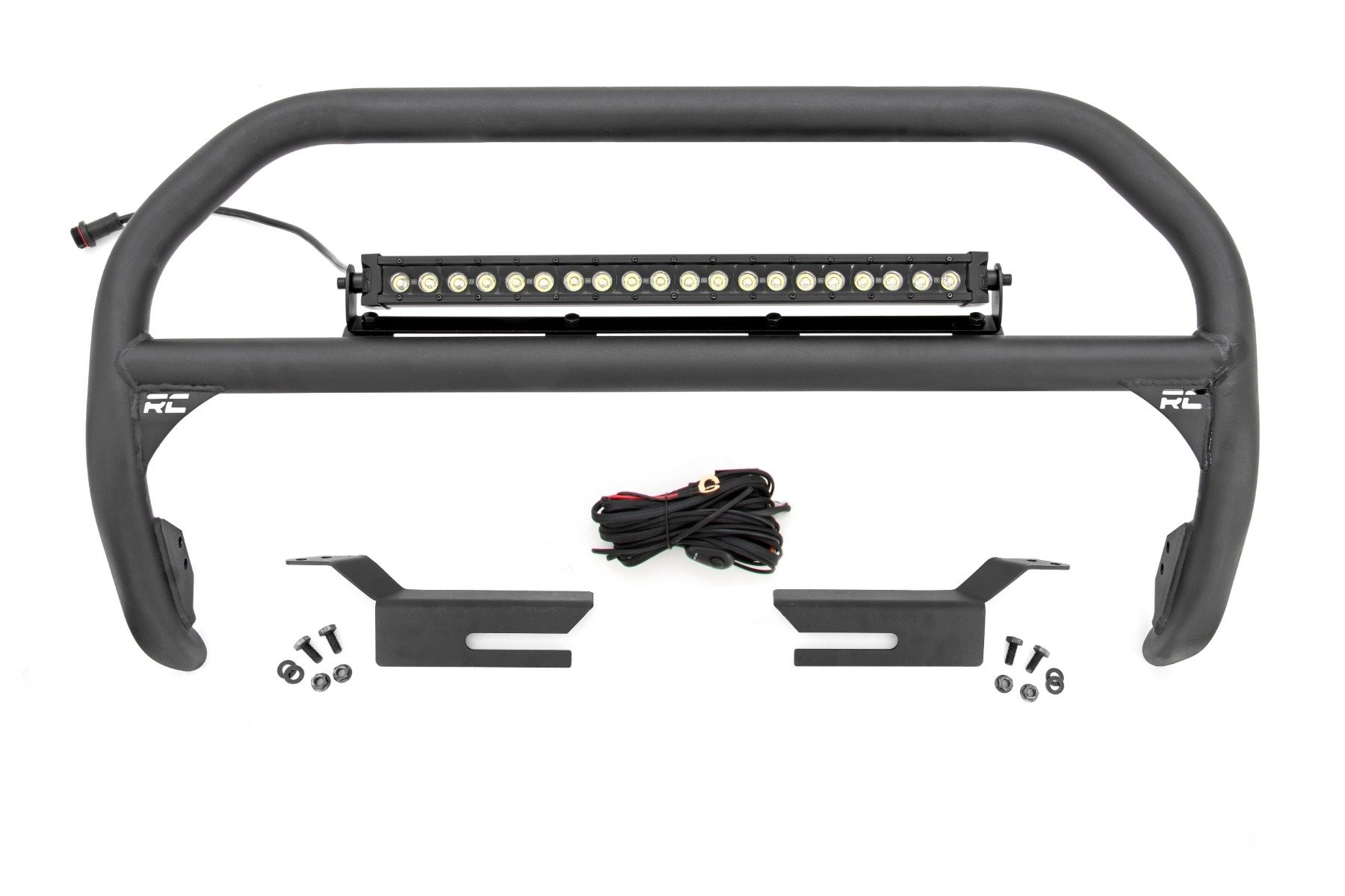 Rough Country Nudge Bar | 20 Inch BLK DRL Single Row LED | Ford Bronco 4WD (2021-2025)