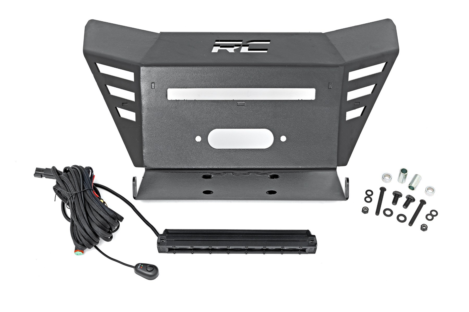 Rough Country Winch Plate | 10" Black Slimline | Honda Pioneer 520