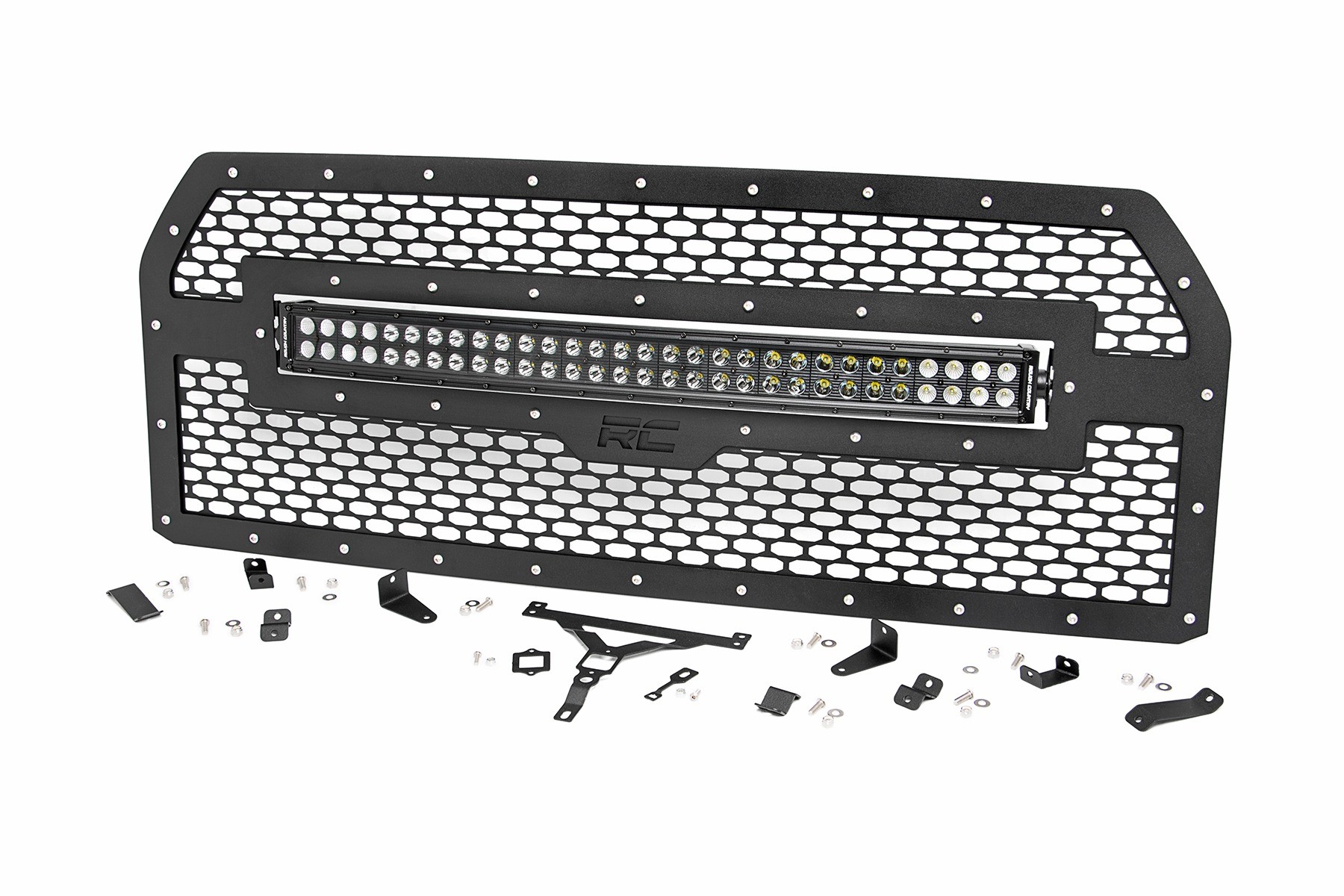 Rough Country Mesh Grille | 30" Dual Row LED | Black Ser | Ford F-150 2WD/4WD (2015-2017)