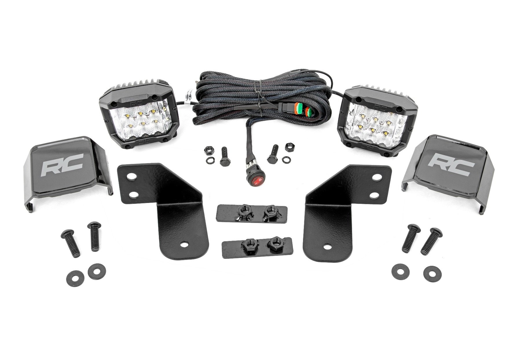 Rough Country LED Light | RR Cage Mount | 2" Chrome Pair | Wide Angle | Polaris Ranger 1000/Ranger XP 900/1000