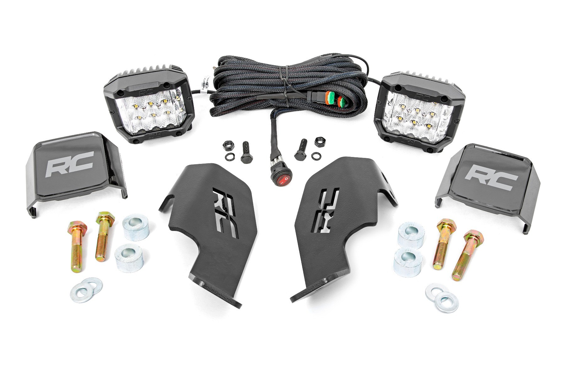 Rough Country LED Light Kit | Cage Mount | 2" Chrome Pair | Wide Angle | Honda Talon 1000R
